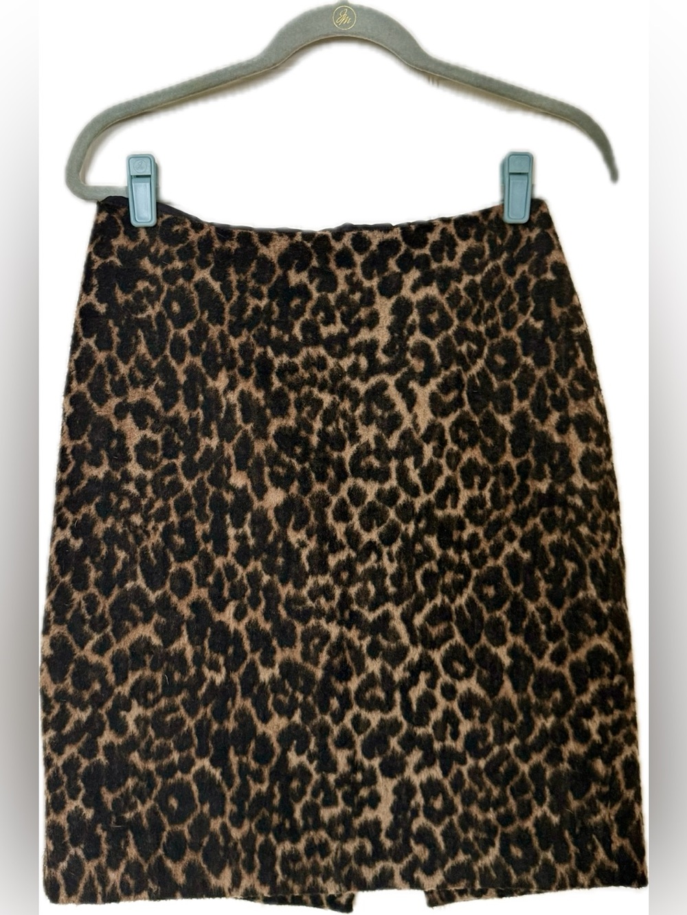 Talbot Leopard Print Wool Blend Skirt